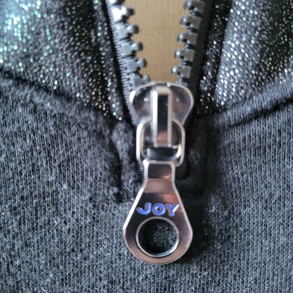 Black and metallic green JoyLab Cropped Sweatshirt SZ - Picture 10 of 12